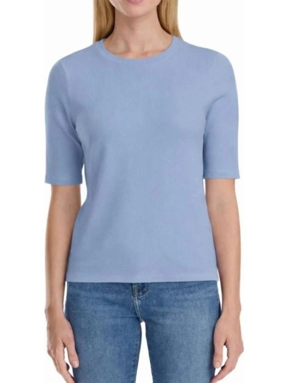NWT Splendid Women's XXL Blue Ribbed Short Sleeve Knit Top B0718